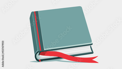 Illustration of a book with bookmark for reading and studying