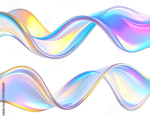 Iridescent Flowing Ribbons Abstract Waves of Shimmering Color and Light