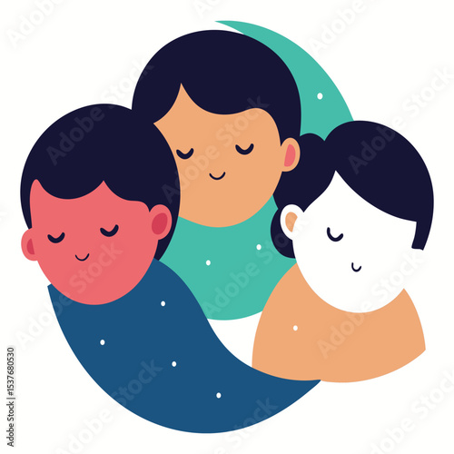 Children Sleeping Peacefully and Happily. 