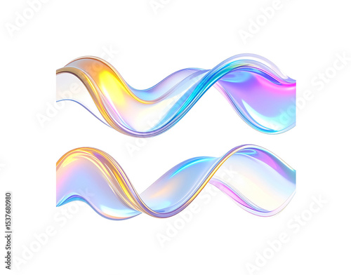 Iridescent Fluid Ribbons Dynamic Flow of Color and Light in Abstract Form
