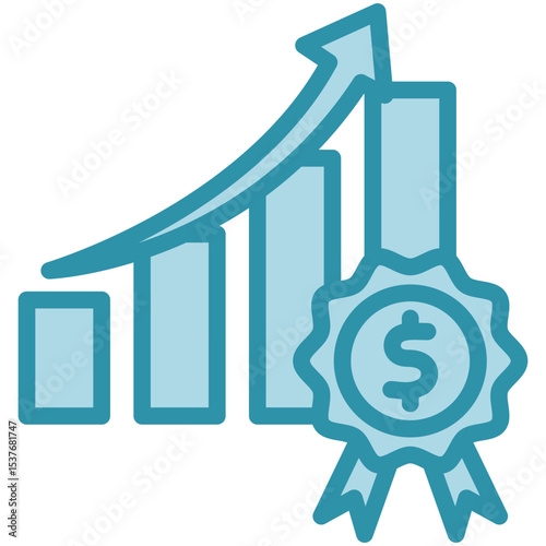 Badge Award dual tone blue color, mini illustration icon. use for modern concept, print, UI, UX kit, web and app development. Vector related to product offering, marketing, business.