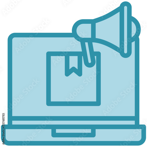 Ads Studio dual tone blue color, mini illustration icon. use for modern concept, print, UI, UX kit, web and app development. Vector related to product offering, marketing, business.