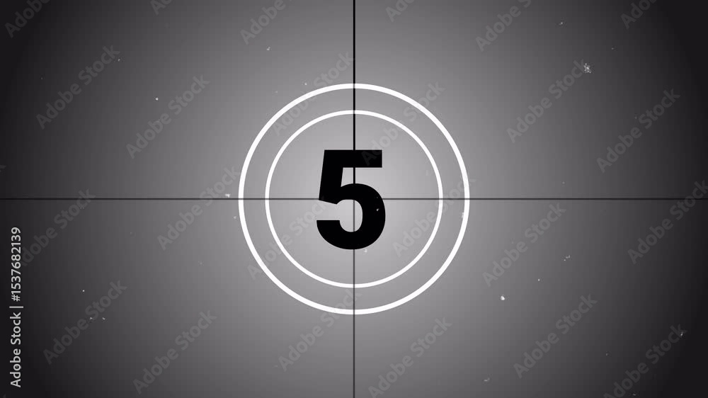Retro projector style 10 seconds countdown from ten to zero, Countdown timer rolling from ten seconds to zero seconds