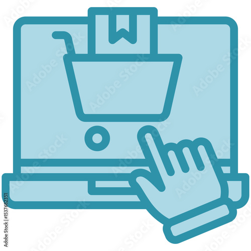 Checkout dual tone blue color, mini illustration icon. use for modern concept, print, UI, UX kit, web and app development. Vector related to product offering, marketing, business.