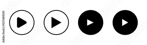 Play Icon set. Play button vector icon