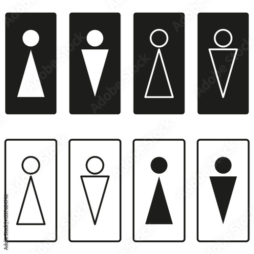 Human figure icon. Abstract triangle body. Symbolic person form. Vector pictogram set.
