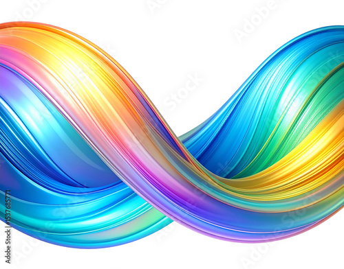 Vibrant Swirling Ribbon of Iridescent Colors with a Glossy Fluid Texture