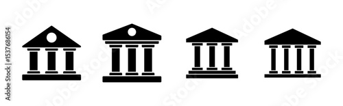 Bank icon set. bank vector icon, museum, university