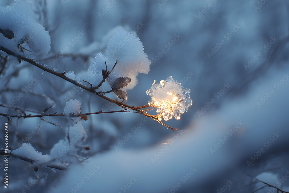 Sparkling icicles illuminate a winter branch. Sparkling icicles illuminate a winter branch.