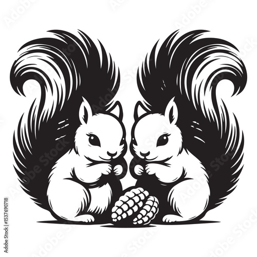 Two twin squirrels vector image