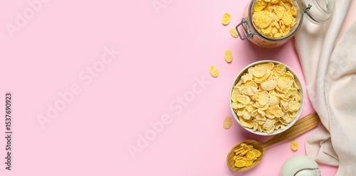 Bowl and jar of tasty cornf...