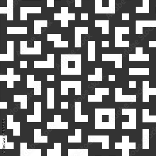 Black and white memphis block line seamless pattern