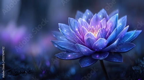 Glowing lotus flower in mystical forest