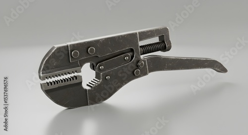 3D Render of a Vintage Pipe Wrench, Industrial Tool, Metal Grip Pliers