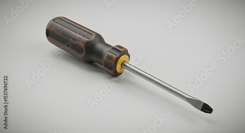 3D Render of a Vintage-Style Screwdriver with Dark Brown Handle