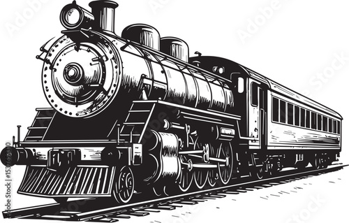 Steam train sketch on a white background
