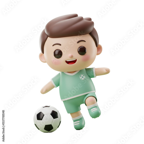 Cute Soccer Player Character Ready to Kick the Ball