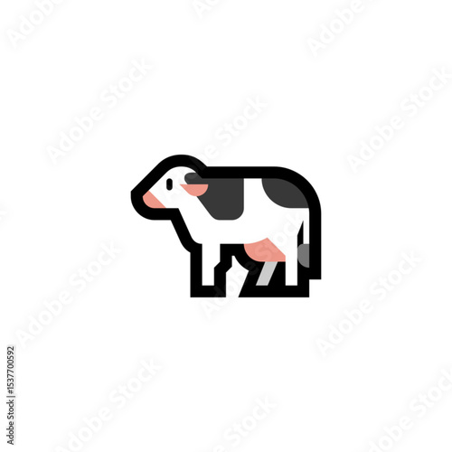 Simple Cartoon Cow Icon Illustration