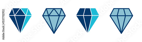 Diamond icon vector isolated on white background. Diamond vector icon. Gemstone symbol
