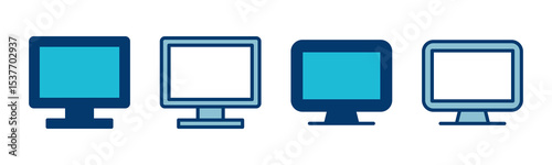 Computer icon vector isolated on white background. PC Icon vector. Computer monitor icon. Flat PC symbol