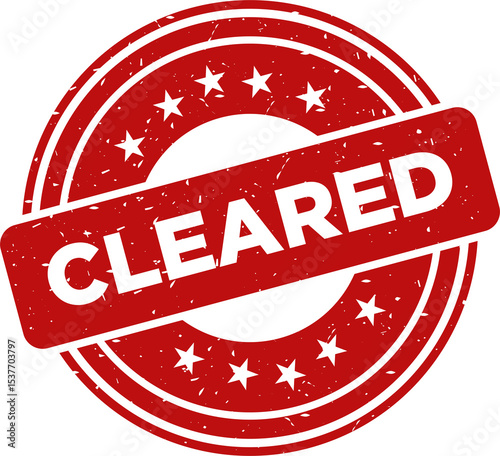 Cleared red stamp, Round vintage rubber stamp