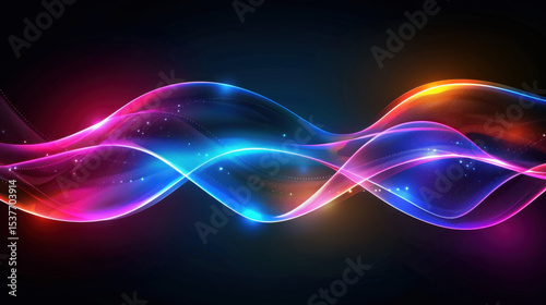 Wallpaper Mural Vibrant abstract waves with flowing colors create mesmerizing visual experience, showcasing blend of pink, blue, and orange hues against dark background Torontodigital.ca