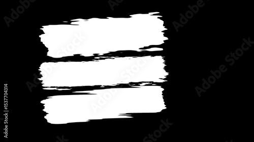 Horizontal white brush strokes on black background for transition or mask effect