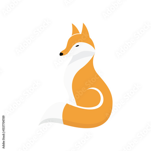 fox animal logo design concept flat cartoon style