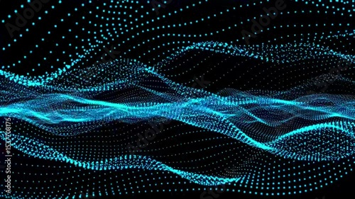 Animated particle waves forming glowing motion patterns in tech visual environment