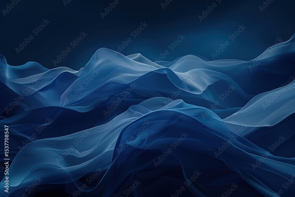 Obraz premium Abstract flowing waves in shades of blue create a sense of depth and movement