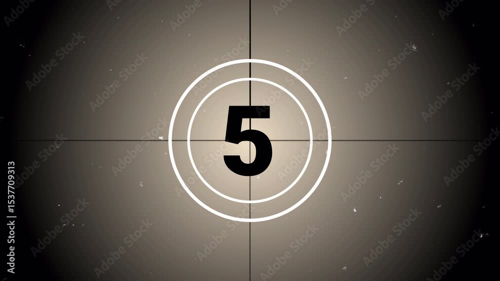 Retro projector style 10 seconds countdown from ten to zero, Countdown timer rolling from ten seconds to zero seconds