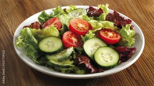 Wallpaper Mural Fresh mixed salad with cucumber and tomato on a wooden background healthy eating Torontodigital.ca