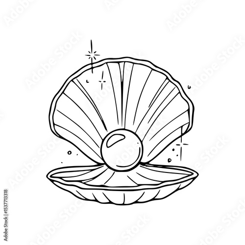 pearl in oyster shell illustration