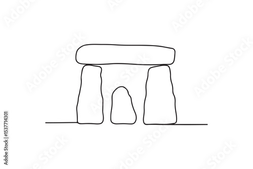 Ancient Stone Structure continuous one line drawing minimalism design