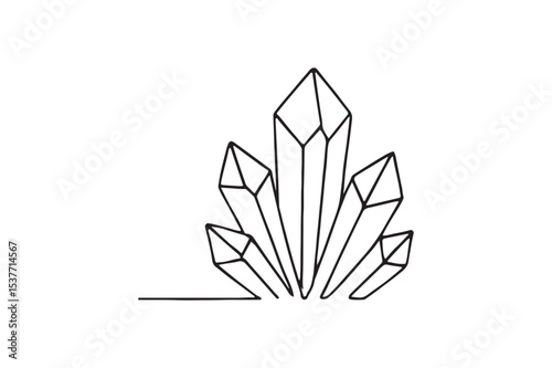 Crystal Cluster continuous one line drawing minimalism design