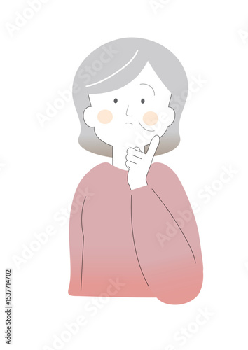 考え中のシニア女性