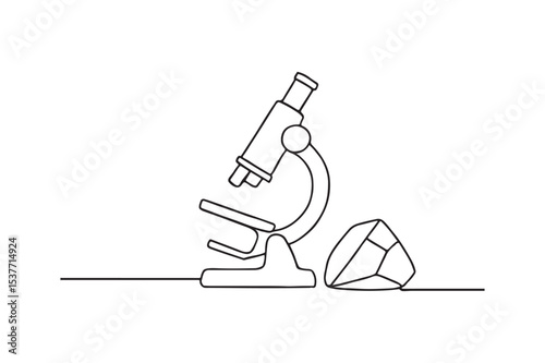 Geological Microscope continuous one line drawing minimalism design