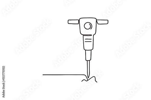 Jackhammer continuous one line drawing minimalism design