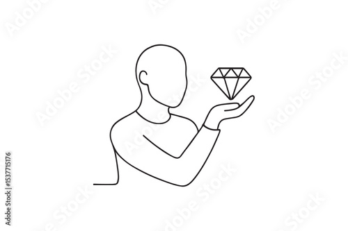 Person Holding Diamond continuous one line drawing minimalism design