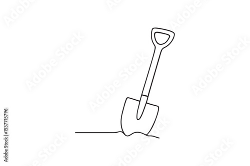 Shovel in Ground continuous one line drawing minimalism design