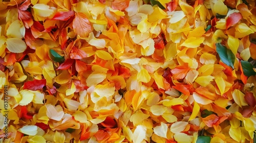 Autumnal mosaic: A vibrant tapestry of fallen leaves in shades of yellow