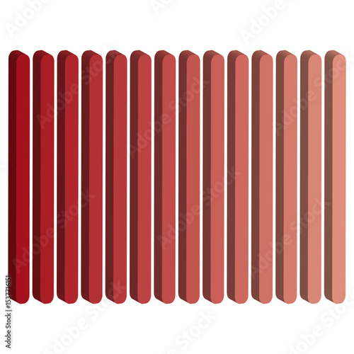 Red tone columns. Gradient vector form. Soft stripe icon. Horizontal block layout.