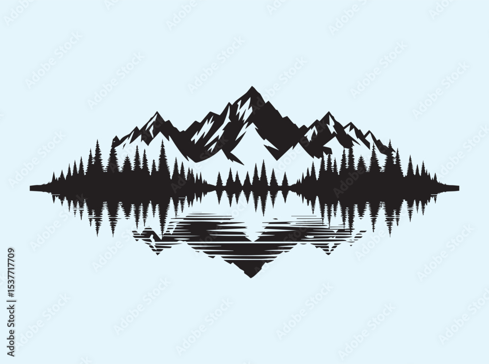 Obraz premium Forest Reflected on Quiet Mountain Lake
