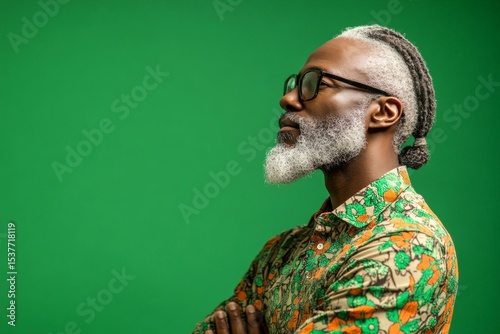 A midlife man posing for a portrait. A peaceful and elegant male enjoying his moment. A poised man displaying elegance and charm. A proud and confident gentleman standing tall.