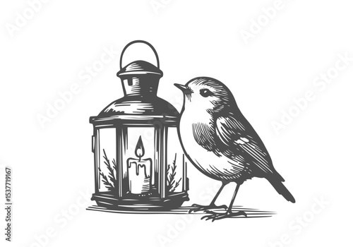  European Robin hand drawn sketch vector illustration
