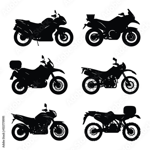 Motorcycle Types Silhouettes Vector Illustration Set