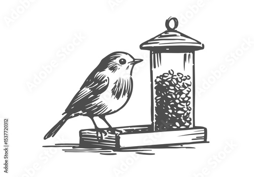  European Robin hand drawn sketch vector illustration