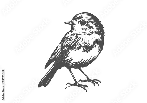  European Robin hand drawn sketch vector illustration