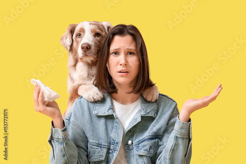 Dog and young woman with fu...