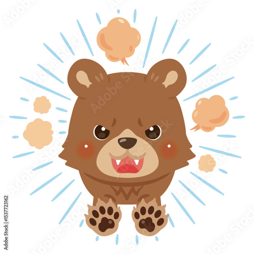攻撃するクマの正面イラスト